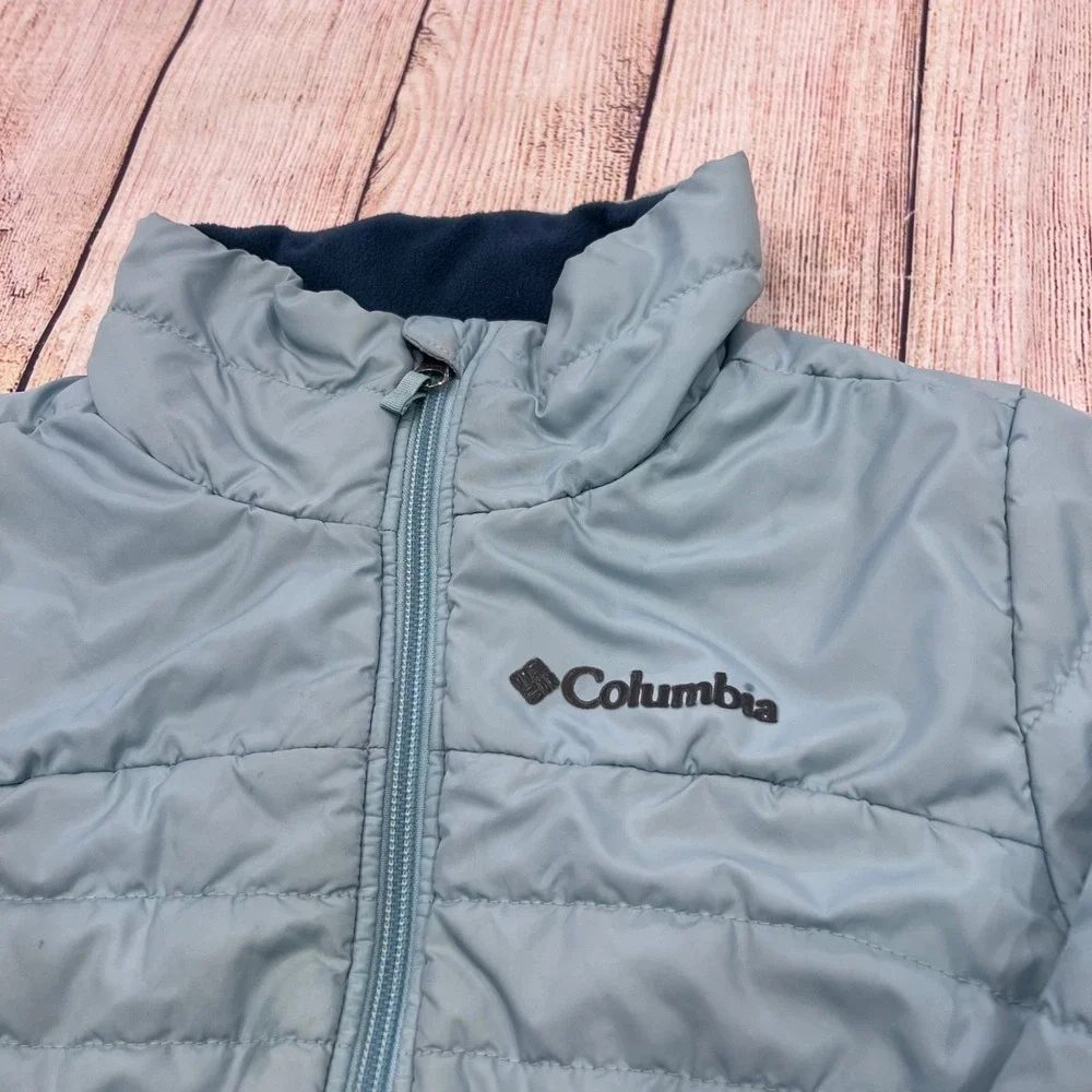 Columbia Jacket Light Blue Quilted Full Zip Puffer Size 6/6x